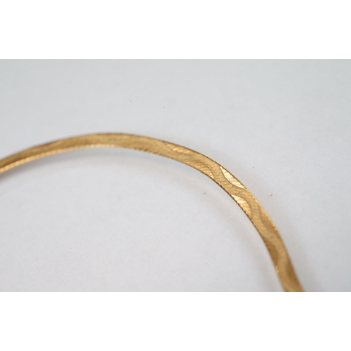 117 - 9ct yellow gold wishbone shaped necklace, bolt ring clasp, length approx 46cm