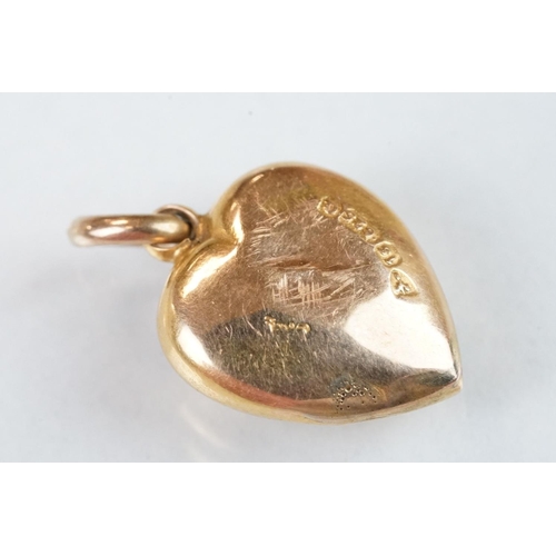 120 - Late Victorian paste and diamond 15ct yellow gold heart shaped pendant, star shaped diamond and past... 