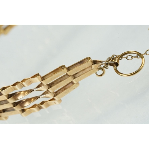 309 - 9ct gold gate link bracelet, padlock clasp, width approx 8.5mm