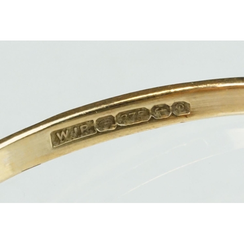 312 - 9ct yellow gold faceted wedding band, width approx 4.5mm, ring size Q½; together with a 9ct yellow g... 