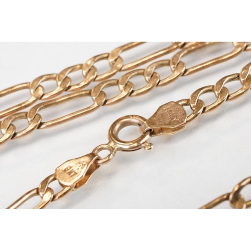 325 - 9ct yellow gold figaro link necklace (af) together with another 9ct yellow gold necklace (af) (2)