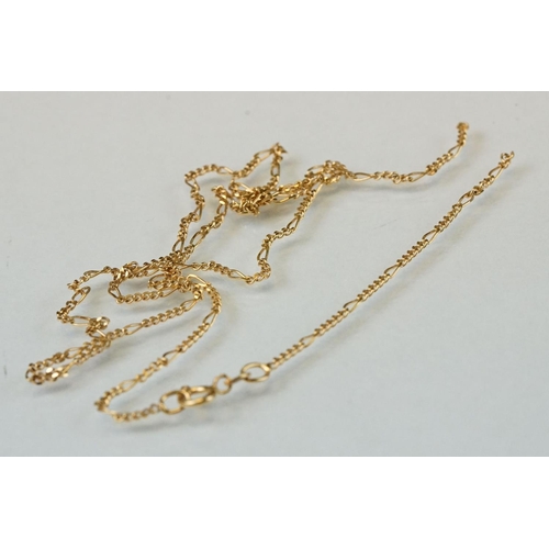 326 - 9ct yellow gold double link chain necklace; 9ct gold plated locket on yellow metal chain, the clasp ... 