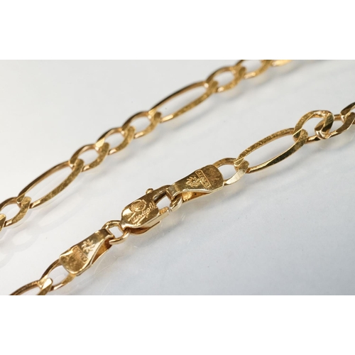 326 - 9ct yellow gold double link chain necklace; 9ct gold plated locket on yellow metal chain, the clasp ... 