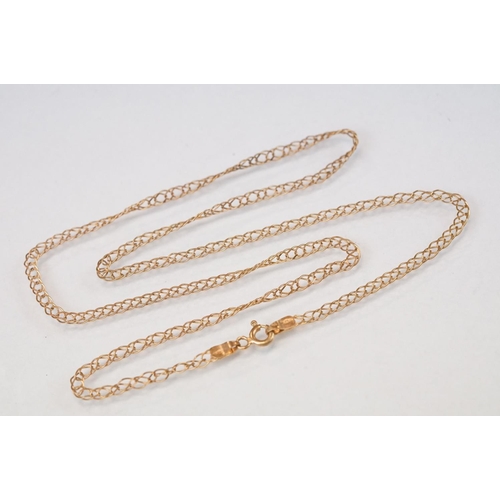 326 - 9ct yellow gold double link chain necklace; 9ct gold plated locket on yellow metal chain, the clasp ... 