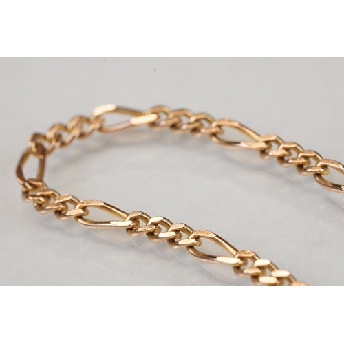 327 - 9ct yellow gold figaro link necklace, bolt ring clasp, length approx 60cm