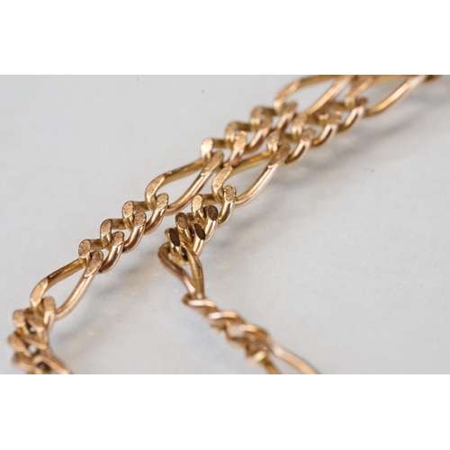 327 - 9ct yellow gold figaro link necklace, bolt ring clasp, length approx 60cm