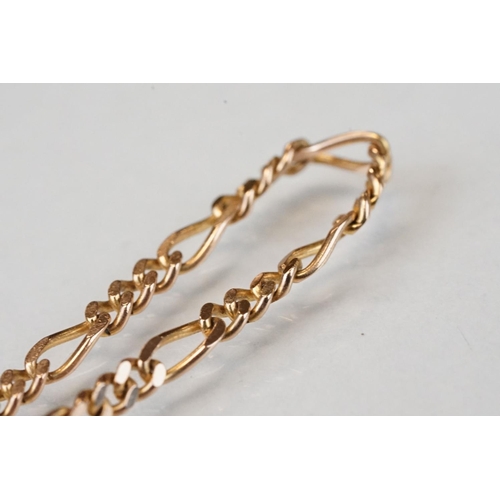 327 - 9ct yellow gold figaro link necklace, bolt ring clasp, length approx 60cm