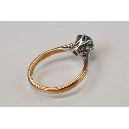 329 - Three paste set 9ct yellow gold rings, together with a turquoise type 9ct yellow gold ring, size N