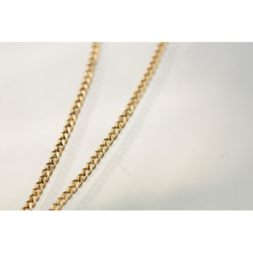 338 - 1970s 9ct yellow gold abstract pendant necklace, length of pendant approx 5.5cm, fine flat curb link... 