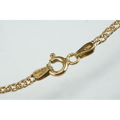 357 - 9ct yellow gold flat curb link necklace, bolt ring clasp, length approx 40cm