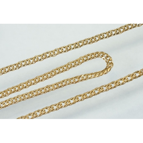 357 - 9ct yellow gold flat curb link necklace, bolt ring clasp, length approx 40cm