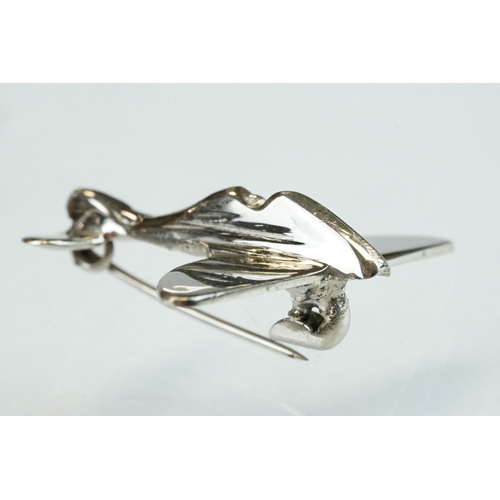 41 - Enamelled silver RAF sweetheart 'wings' brooch; silver Royal Engineers bar brooch; silver Merchant N... 