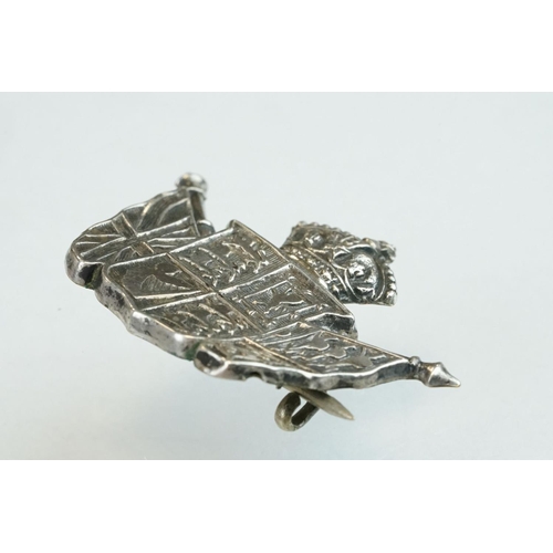 41 - Enamelled silver RAF sweetheart 'wings' brooch; silver Royal Engineers bar brooch; silver Merchant N... 