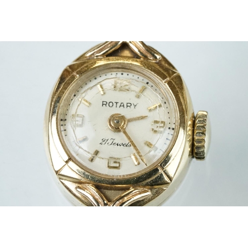 145 - Rotary ladies 9ct yellow gold cased wristwatch, circular champagne dial, Arabic and baton gilt numer... 