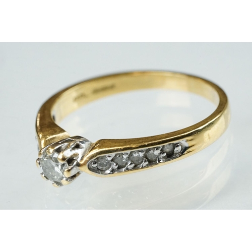 159 - Diamond solitaire 18ct yellow gold ring, the round brilliant cut diamond weighing approx 0.25 carat,... 