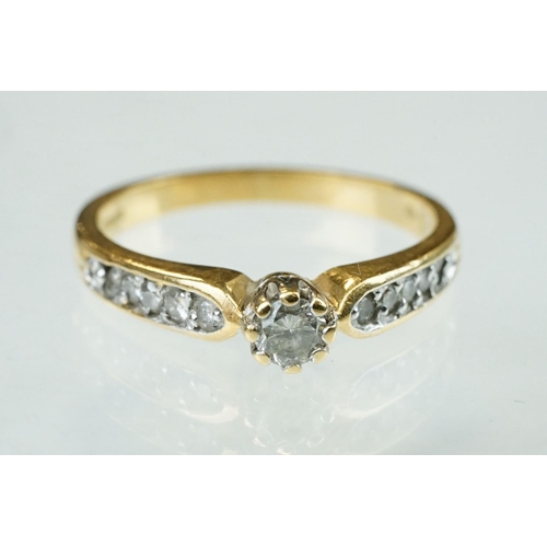 159 - Diamond solitaire 18ct yellow gold ring, the round brilliant cut diamond weighing approx 0.25 carat,... 