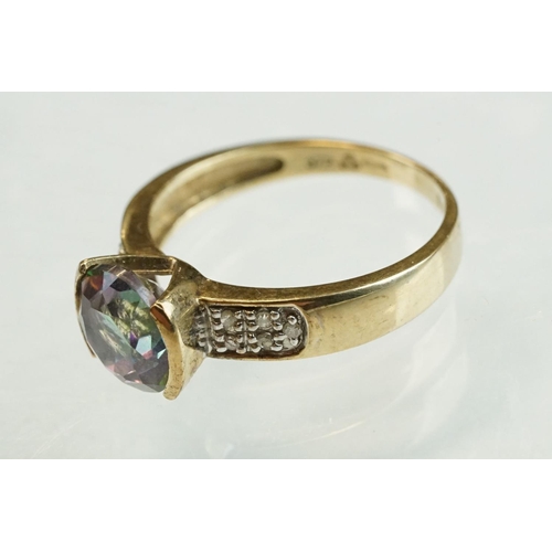 193 - Diamond 9ct yellow gold ring, twenty-three round brilliant cut diamonds, pavé set, tapered shoulders... 