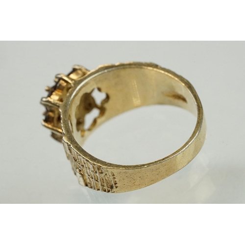 193 - Diamond 9ct yellow gold ring, twenty-three round brilliant cut diamonds, pavé set, tapered shoulders... 