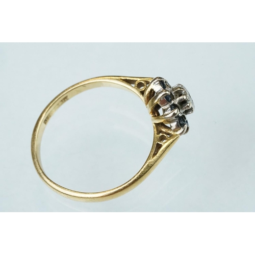 219 - Diamond 18ct yellow gold and platinum ring, the central round brilliant cut diamond weighing approx ... 