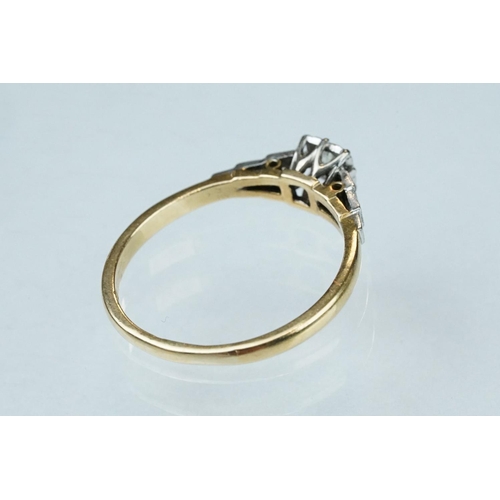 219 - Diamond 18ct yellow gold and platinum ring, the central round brilliant cut diamond weighing approx ... 