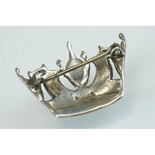 161 - Merchant Navy silver sweetheart brooch, length approx 3cm; together with a late Victorian/ Edwardian... 