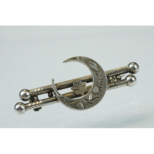 161 - Merchant Navy silver sweetheart brooch, length approx 3cm; together with a late Victorian/ Edwardian... 