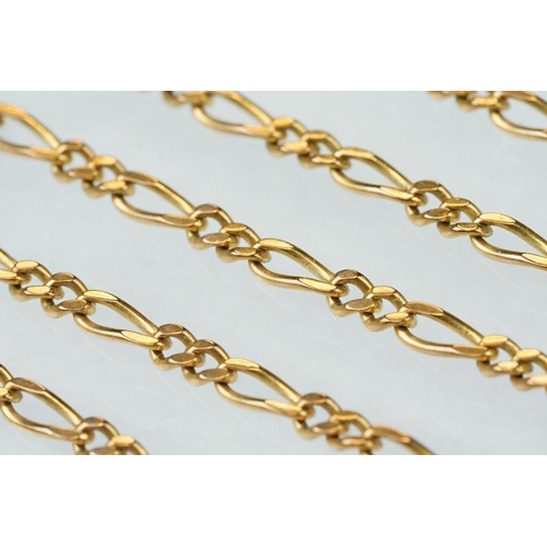 170 - 9ct yellow gold figaro link necklace, bolt ring clasp, length approx 44cm