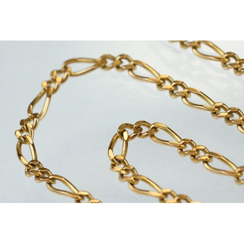 170 - 9ct yellow gold figaro link necklace, bolt ring clasp, length approx 44cm