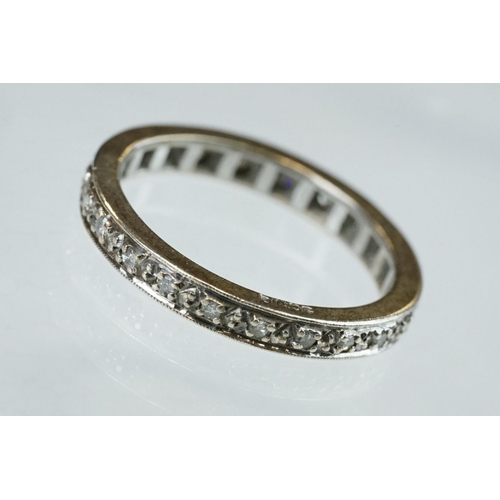 261 - Diamond 9ct white gold full eternity ring, small round eight cut diamonds, width approx 2.5mm, ring ... 