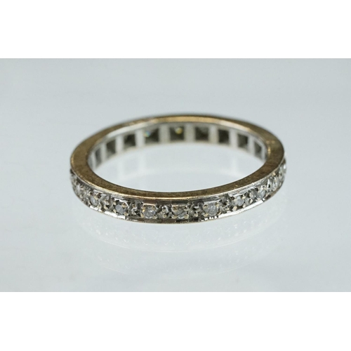 261 - Diamond 9ct white gold full eternity ring, small round eight cut diamonds, width approx 2.5mm, ring ... 