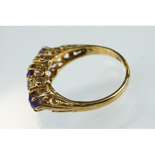 263 - Ruby and white stone unmarked gold dress ring (hallmarks rubbed) ring size Q; sapphire and diamond 9... 