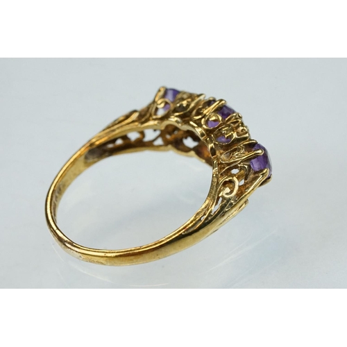 263 - Ruby and white stone unmarked gold dress ring (hallmarks rubbed) ring size Q; sapphire and diamond 9... 