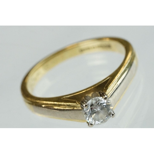 268 - Diamond solitaire 18ct yellow gold ring, the round brilliant cut diamond weighing approx 0.40 carat,... 