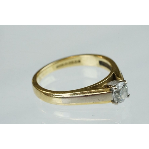 268 - Diamond solitaire 18ct yellow gold ring, the round brilliant cut diamond weighing approx 0.40 carat,... 