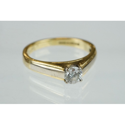 268 - Diamond solitaire 18ct yellow gold ring, the round brilliant cut diamond weighing approx 0.40 carat,... 