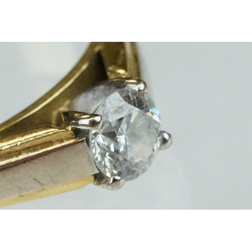 268 - Diamond solitaire 18ct yellow gold ring, the round brilliant cut diamond weighing approx 0.40 carat,... 