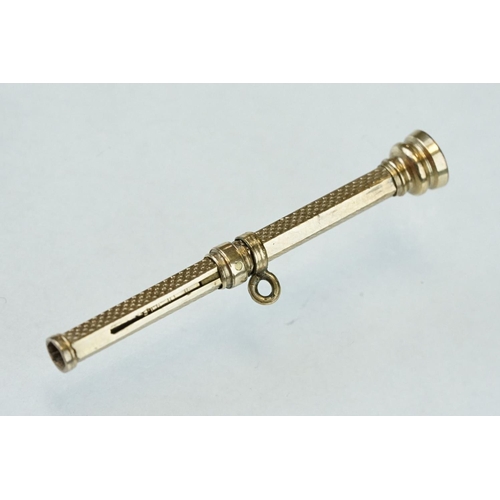 282 - Sampson Mordan white metal novelty propelling pencil modelled as a pistol, the shaft engraved 8 July... 