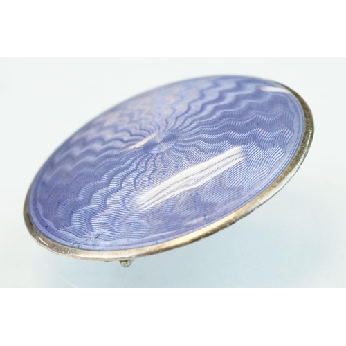 361 - Early 20th century enamelled silver circular brooch, guilloche enamel, makers Henry Clifford Davis, ... 