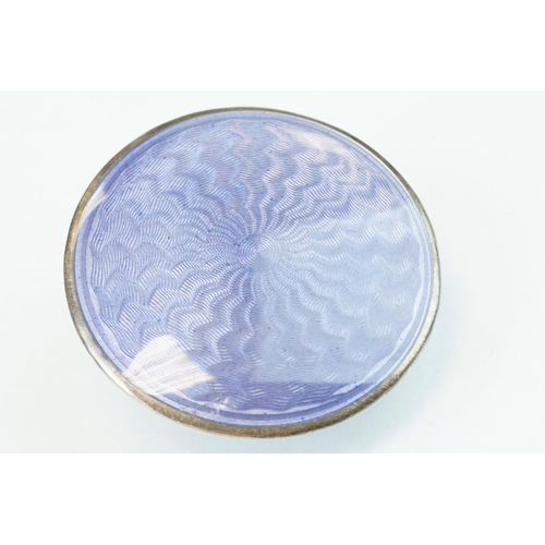 361 - Early 20th century enamelled silver circular brooch, guilloche enamel, makers Henry Clifford Davis, ... 