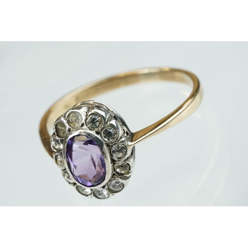 94 - Blue stone 9ct yellow gold dress ring, possibly synthetic blue spinel, size M½; together with two pa... 