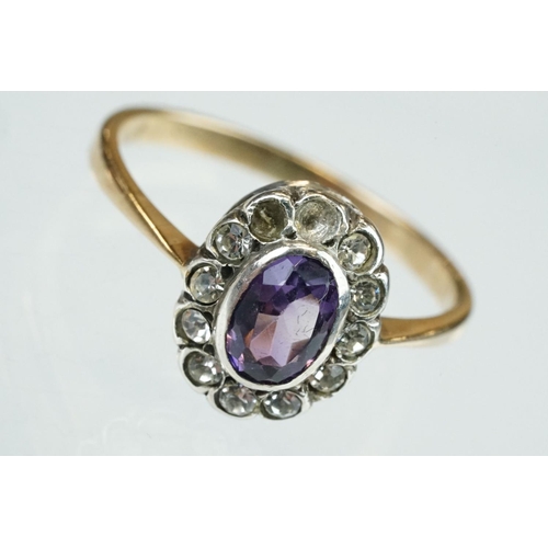 94 - Blue stone 9ct yellow gold dress ring, possibly synthetic blue spinel, size M½; together with two pa... 