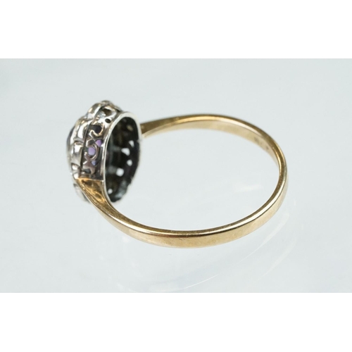 94 - Blue stone 9ct yellow gold dress ring, possibly synthetic blue spinel, size M½; together with two pa... 