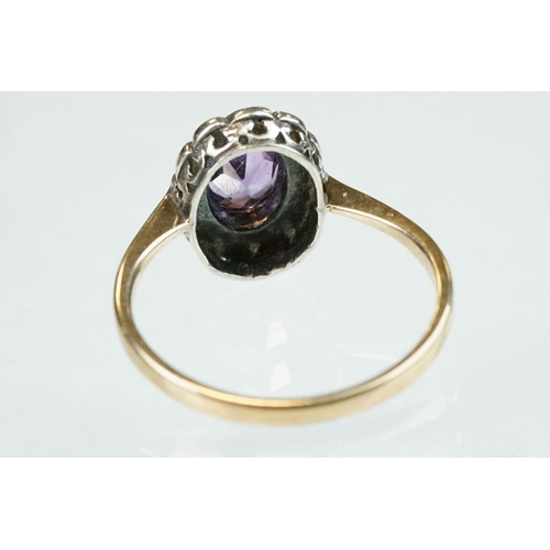 94 - Blue stone 9ct yellow gold dress ring, possibly synthetic blue spinel, size M½; together with two pa... 