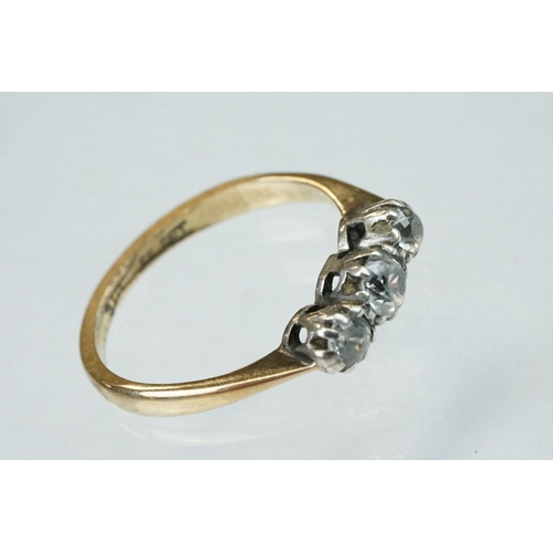 94 - Blue stone 9ct yellow gold dress ring, possibly synthetic blue spinel, size M½; together with two pa... 