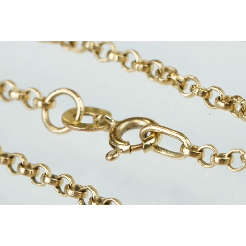 97 - 9ct yellow gold belcher link chain, bolt ring clasp, length approx 40cm