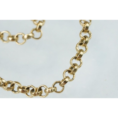 97 - 9ct yellow gold belcher link chain, bolt ring clasp, length approx 40cm