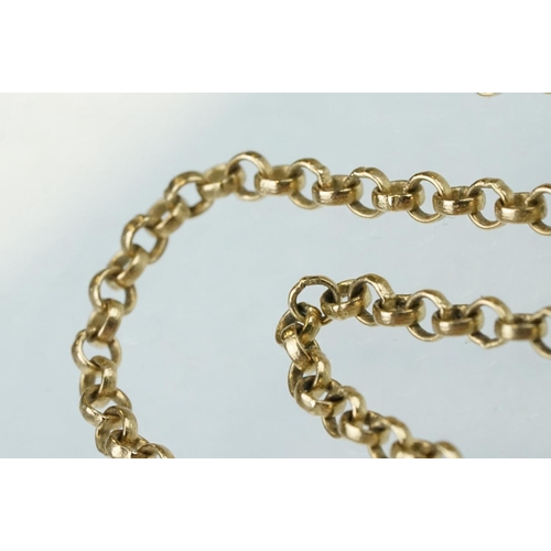 97 - 9ct yellow gold belcher link chain, bolt ring clasp, length approx 40cm