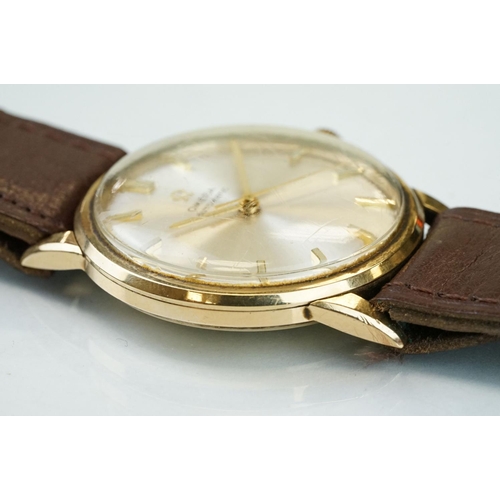 366 - Omega 9ct gold cased 1967 automatic gents wristwatch, with silvered dial, pencil hands and an unbran... 