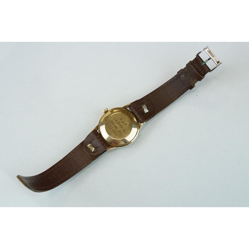 366 - Omega 9ct gold cased 1967 automatic gents wristwatch, with silvered dial, pencil hands and an unbran... 