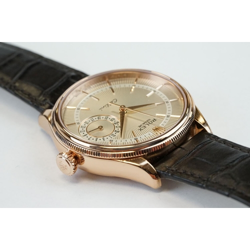 369 - Rolex Cellini Date ref 50515 39mm 18ct rose gold automatic wristwatch, appears unworn, with bezel pr... 